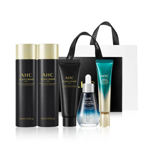 AHC Black Caviar Youth Ritual Set – Programme Anti-Âge Premium (Lotion, Toner, Crème, Ampoule & Crème Yeux)